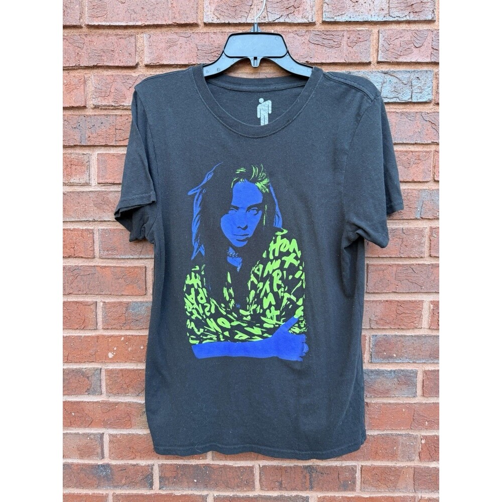 Billie Eilish Graphic T Shirt Youth  XXL Black Neon Portrait 2021 Alt Grunge C11